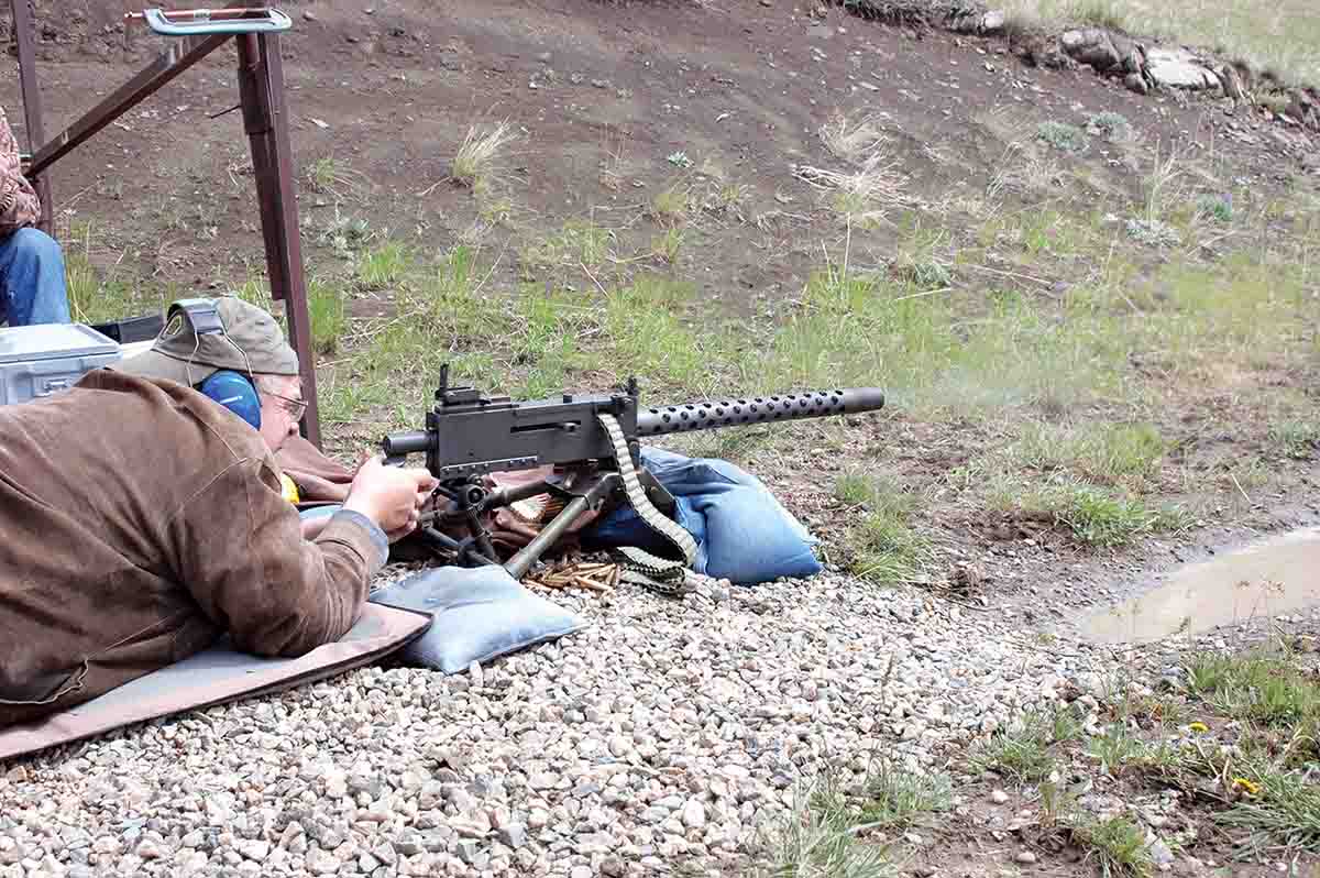 Mike is shooting a friend’s Model 1919A4 light machine gun.